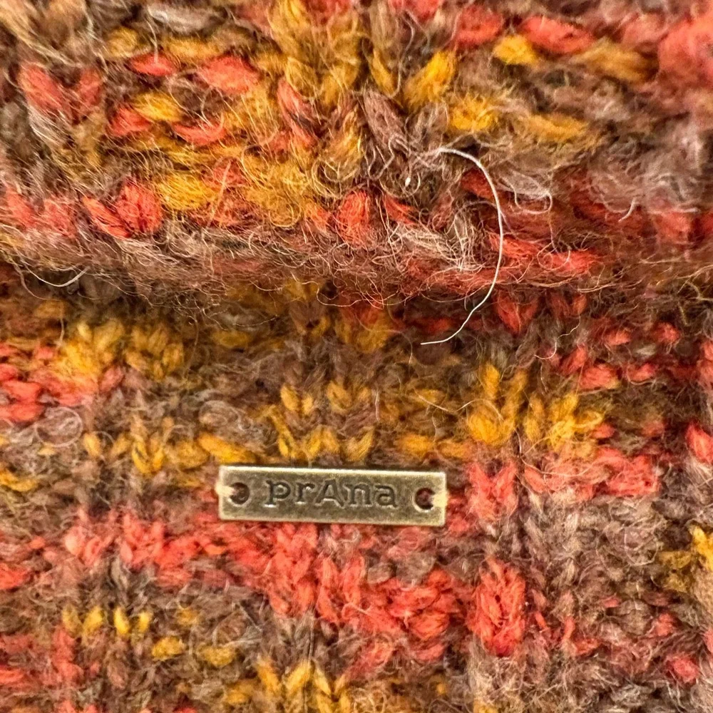 Prana Multicolor Wool Blend Cable Knit Cowl Neck Cardigan Size Small - Picture 13 of 16